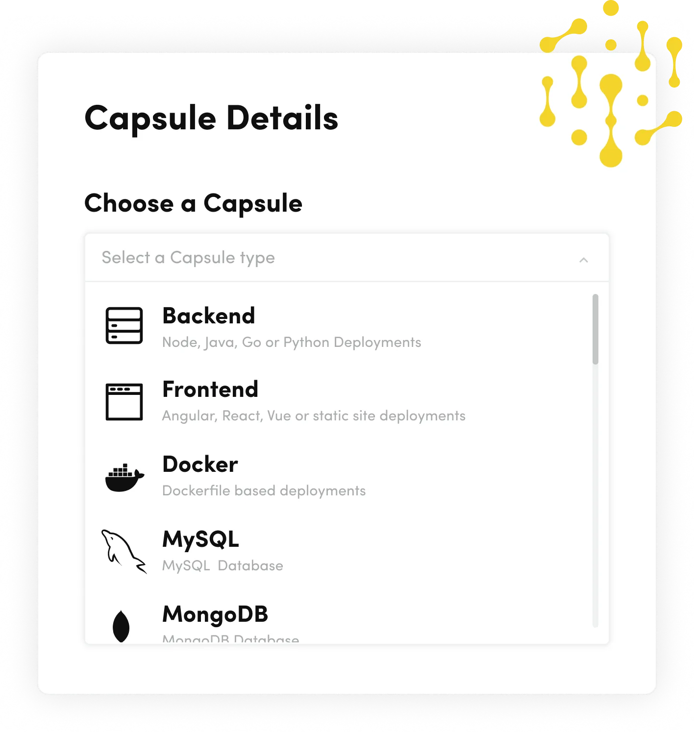 Code Capsules Dashboard